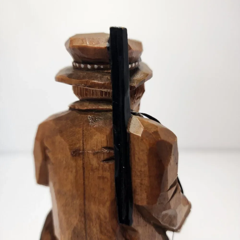 Vintage 1970's Hand Carved Wooden Hunter With Pheasant 12'' Figurine MCM